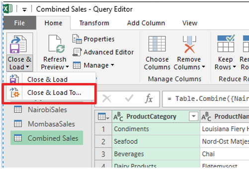 Close & Load To...in Query Editor